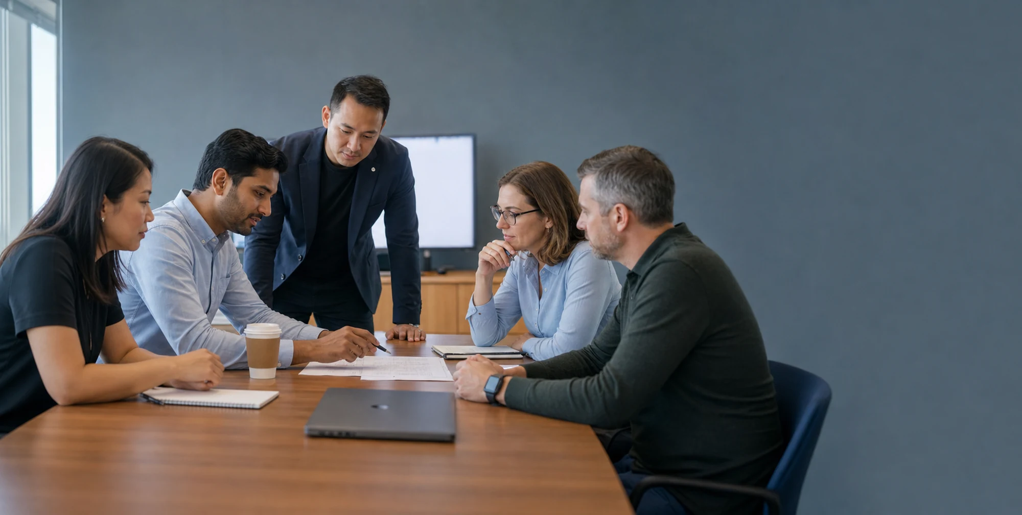 Business leaders reviewing evidence before a commitment