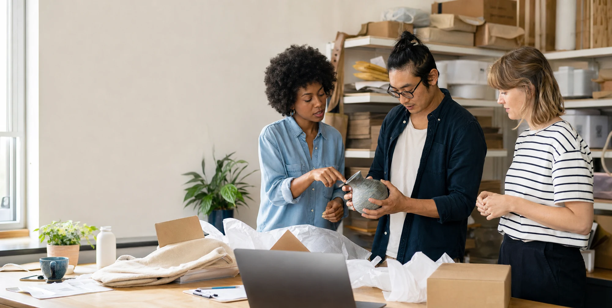 E-commerce team reviewing a customer return workflow
